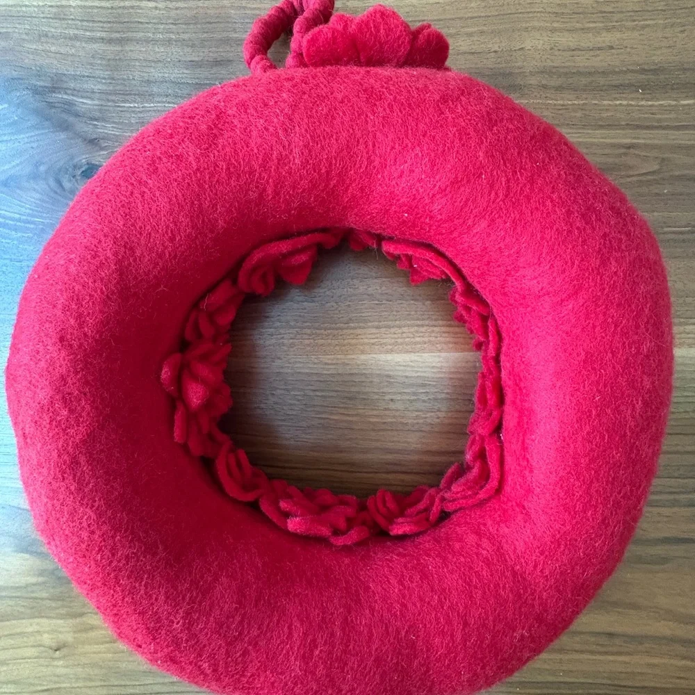 PRICE DROP! Red Felt Floral Holiday Wreath - Crate & Barrel